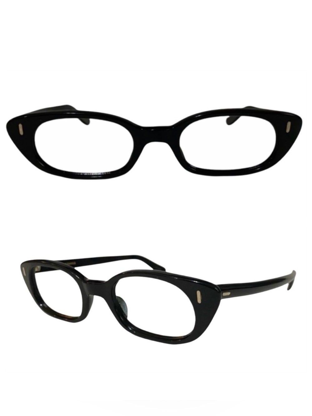 1950’s Vintage Jet Black Cateye Eyeglasses, Optical Frames, Frame France
